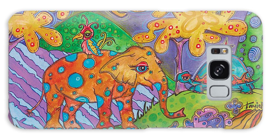 Whimsical Landscape Galaxy Case featuring the painting Jungle Friends by Tanielle Childers