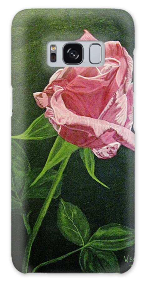 Pink Rose Galaxy S8 Case featuring the painting Kiss of the Morning Sun 2 by Wendy Shoults