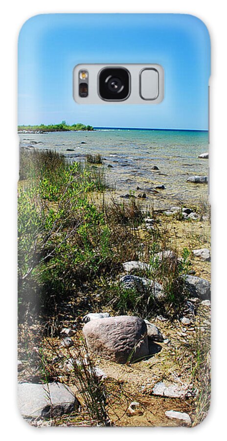 Lake Michigan Galaxy Case featuring the photograph Lake Michigan Shoreline on a Sunny Afternoon by Janice Adomeit