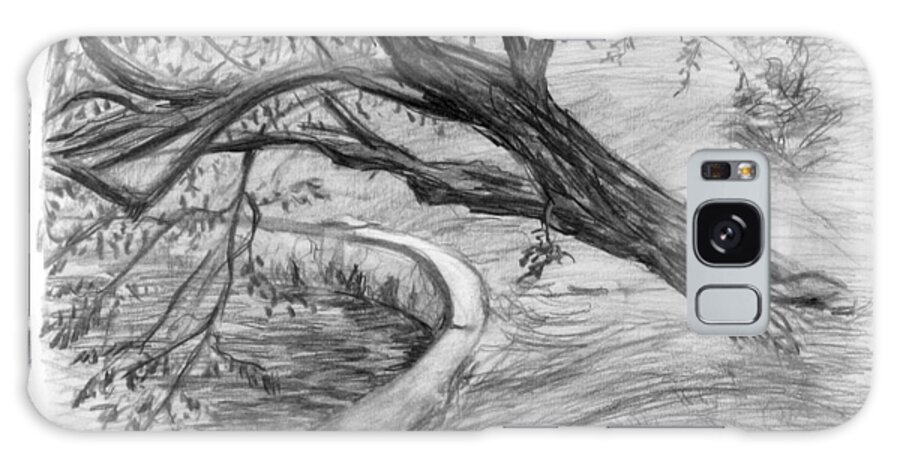 Charcoal Galaxy Case featuring the drawing Leaning Tree by Adam Long