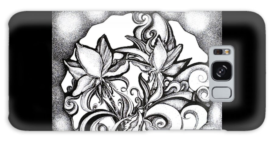 Ink Galaxy Case featuring the drawing Lily Garden by Danielle Scott