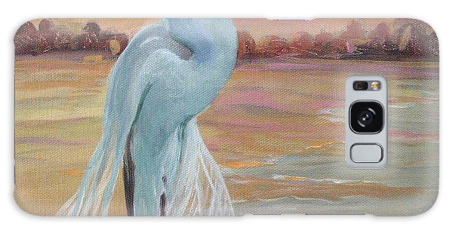 Egret Galaxy Case featuring the painting Lonely Egret by Gretchen Allen