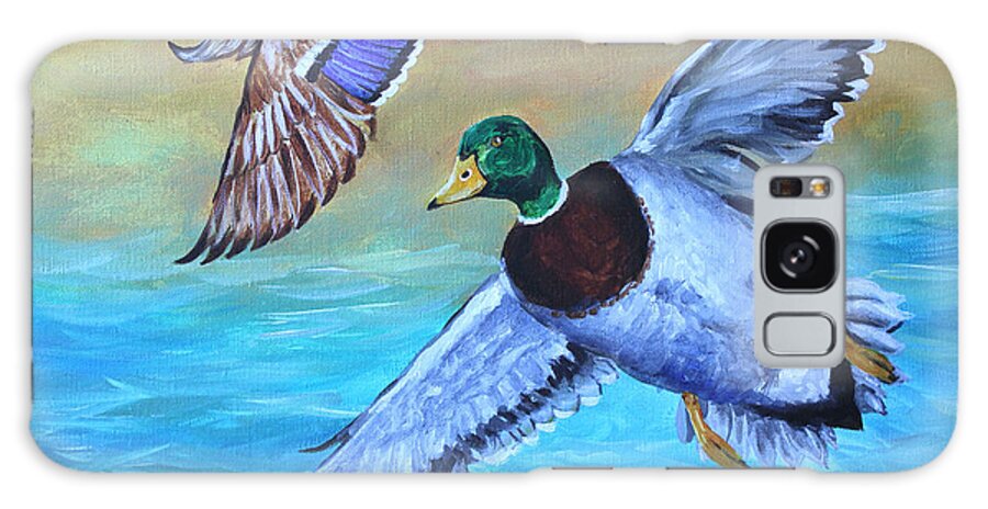 Birds Galaxy Case featuring the painting Mallards in the Delta by Karl Wagner