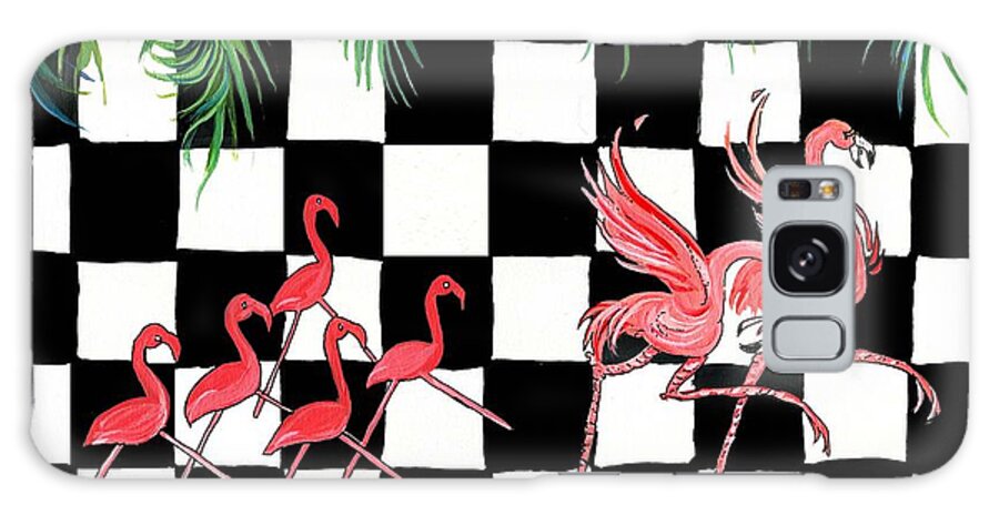Flamingos Galaxy S8 Case featuring the mixed media Merry Chase by Lizi Beard-Ward