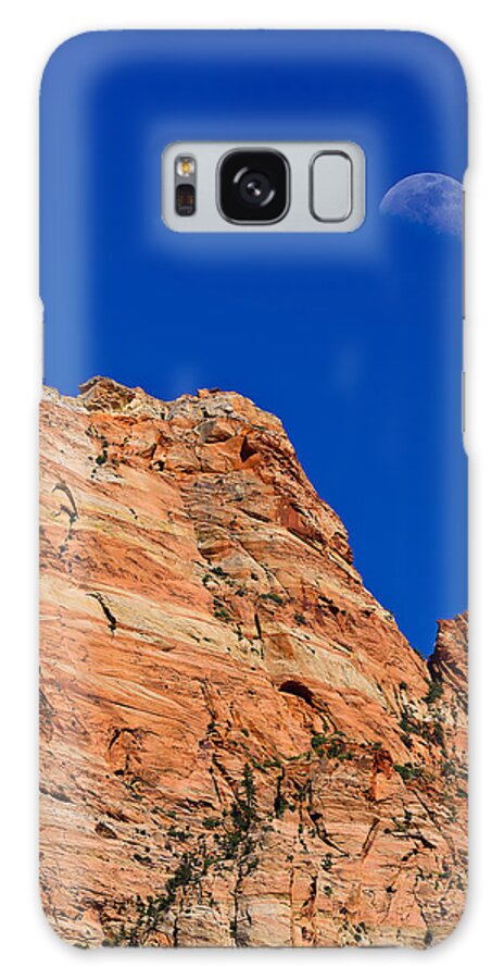 Zion National Park Galaxy S8 Case featuring the photograph Moon Over Zion by Greg Norrell