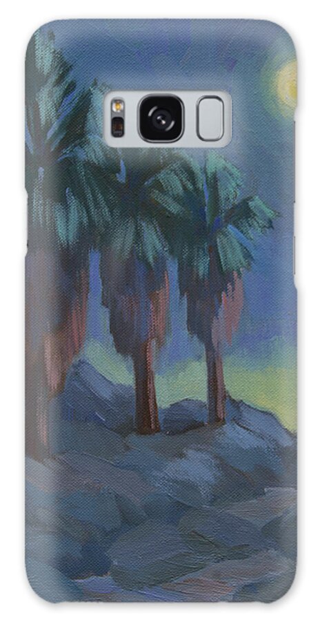 Desert Galaxy Case featuring the painting Moonrise and Three Palms by Diane McClary