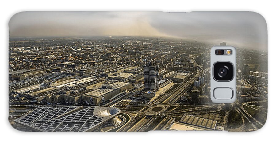 Architecture Galaxy Case featuring the photograph Munich from above - vintage part by Hannes Cmarits
