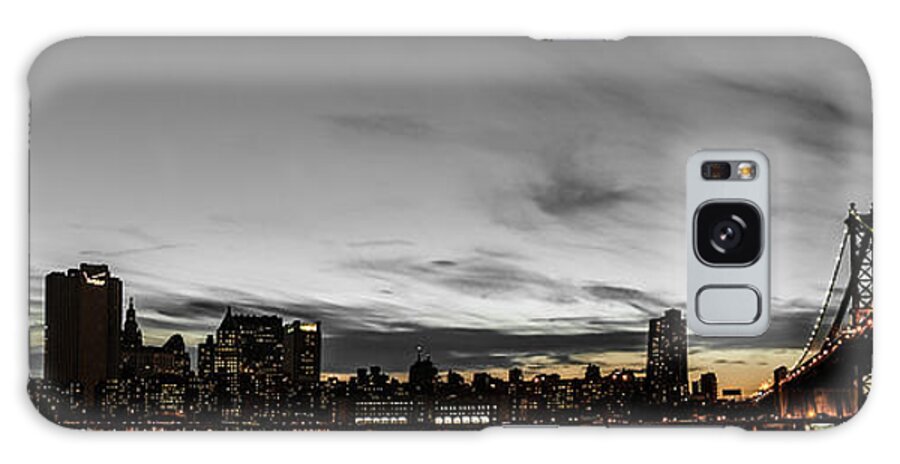 Manhattan Galaxy Case featuring the photograph New Yorks skyline at night colorkey by Hannes Cmarits