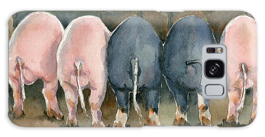 Pigs Galaxy Case featuring the painting No More Butts About It by Marsha Elliott