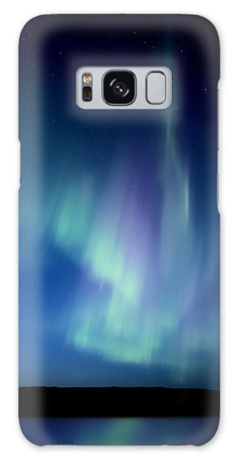 Aurora Galaxy Case featuring the digital art Northern Lights over Canadian Lake by Mark Duffy