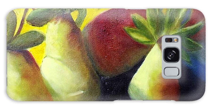 Brown Galaxy Case featuring the painting Pears in Sunshine by Margaret Harmon