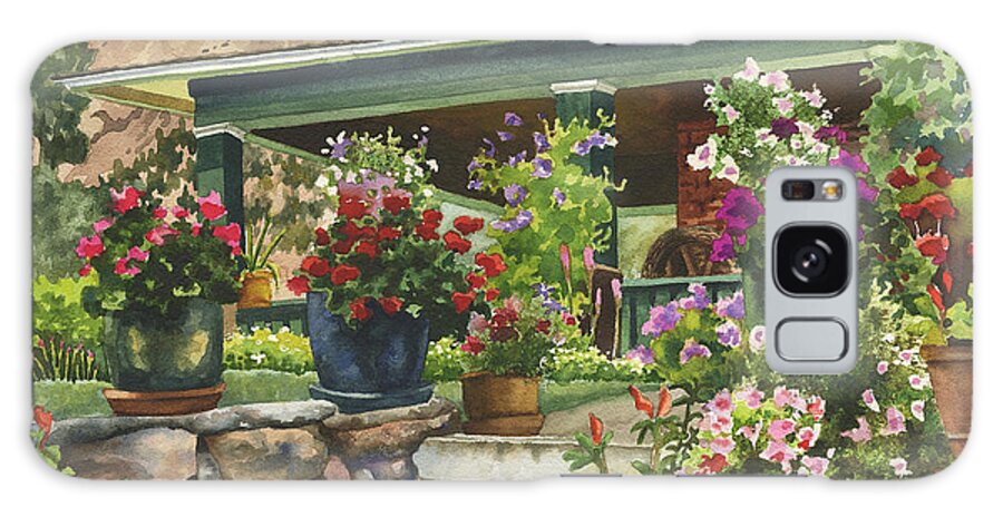 Garden Painting Galaxy Case featuring the painting Porch Garden by Anne Gifford