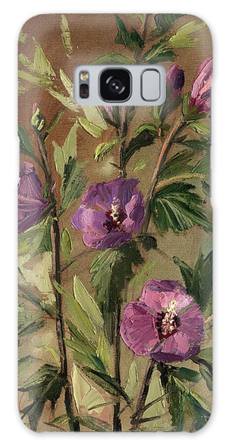 Flower Galaxy S8 Case featuring the painting Purple Flowers 2 by Rachel Hershkovitz
