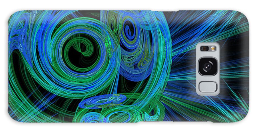 Fine Art Galaxy Case featuring the digital art Record Time Machine Green and Blue by Andee Design