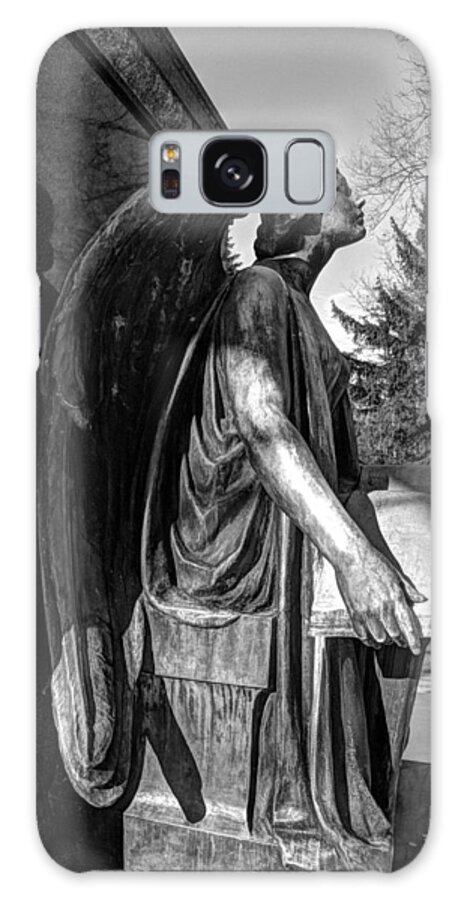 Statue; Recording Angel; Waupun; Lorado Taft; Bronze; Clarence Shaler Collection; Jma; B&w Galaxy Case featuring the photograph RECORDING ANGEL No. 2 IN BLACK and WHITE by Janice Adomeit