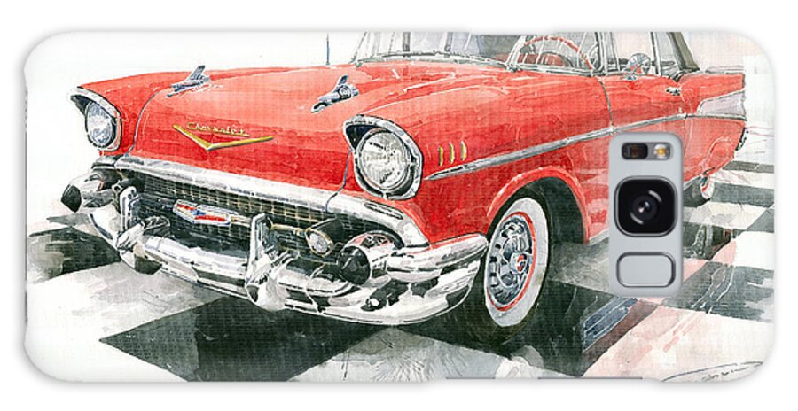 Watercolour Galaxy Case featuring the painting 1957 Chevrolet Bel Air Convertible by Yuriy Shevchuk