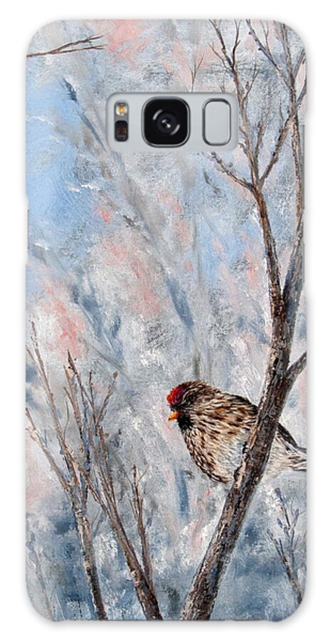 Red Poll Galaxy S8 Case featuring the painting Red Polls in Winter III by Dee Carpenter