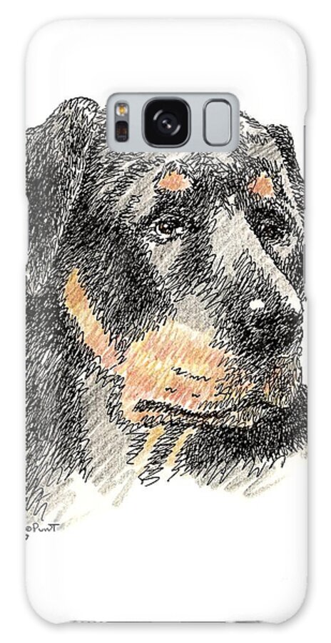Rottweiler Galaxy Case featuring the drawing Rottweiler-Artwork by Gordon Punt
