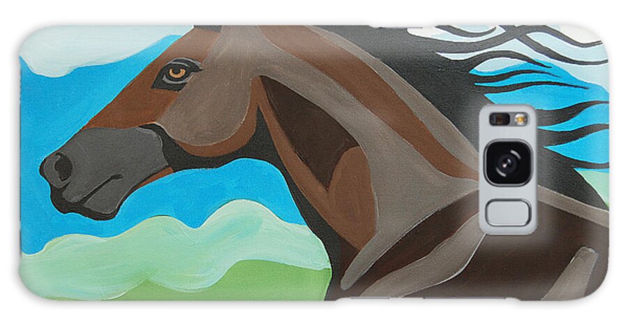 Horse Galaxy S8 Case featuring the painting Running Horse by Tommy Midyette