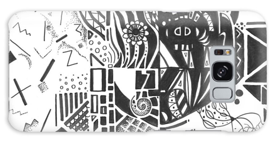 Abstract Galaxy Case featuring the drawing Shades of Gray by Helena Tiainen