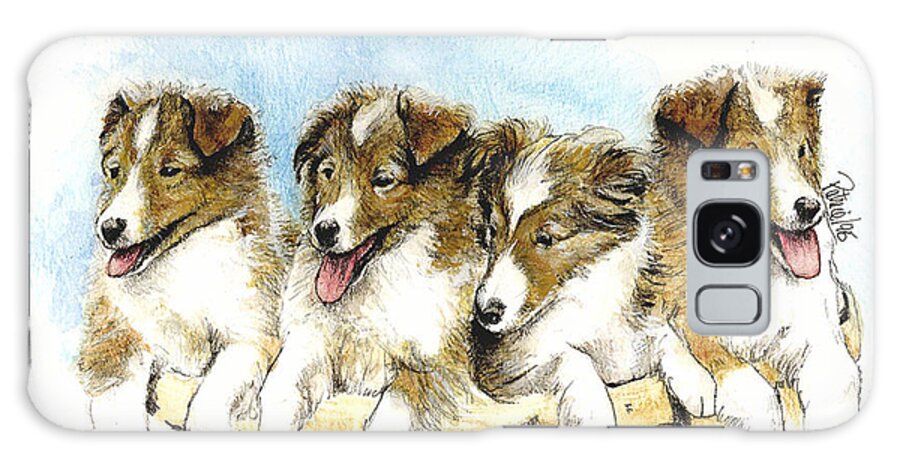 Dog Art Galaxy Case featuring the painting Sheltie Pups by Patrice Clarkson