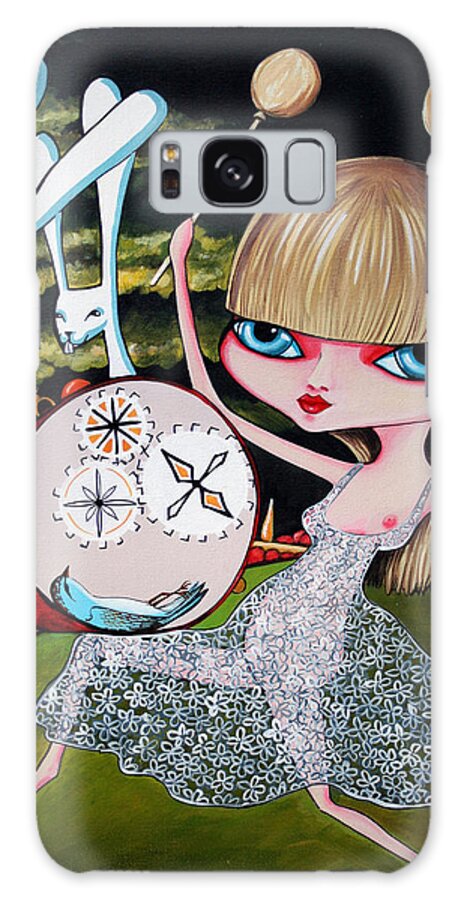 Bunnies Galaxy Case featuring the painting Something to bang on about by Leanne Wilkes