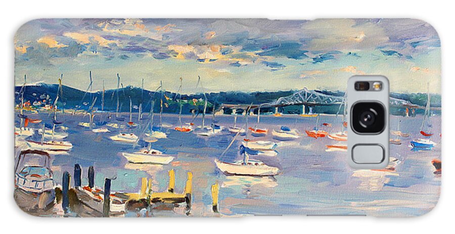 Hudson River Galaxy Case featuring the painting Sun and Clouds in Hudson by Ylli Haruni