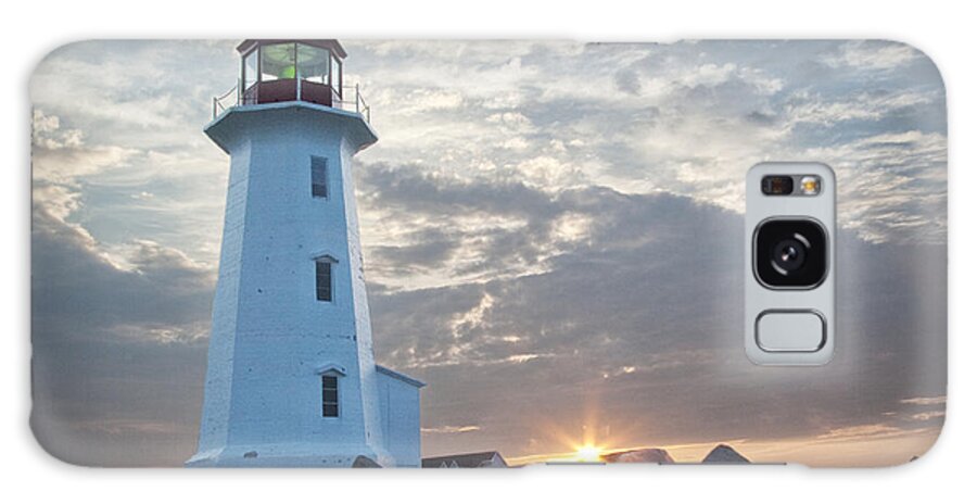 Art Galaxy Case featuring the photograph Sunrise at Peggys Cove Lighthouse in Nova Scotia Number 041 by Randall Nyhof