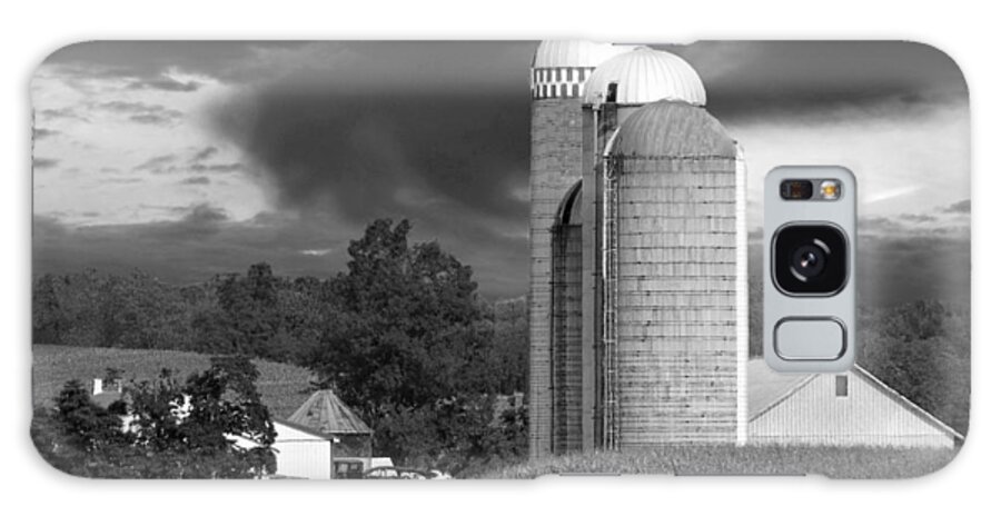 Farm Galaxy Case featuring the photograph Sunset On The Farm BW by David Dehner