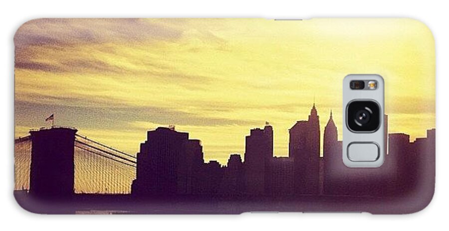 Brooklyn Bridge Galaxy Case featuring the photograph Sunset Over the New York City Skyline and the Brooklyn Bridge by Vivienne Gucwa