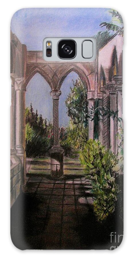 Cloister Galaxy S8 Case featuring the painting The Cloisters Colonade by Judy Via-Wolff