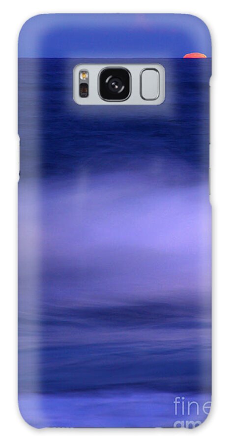 Sea Galaxy Case featuring the photograph The Red Moon And The Sea by Hannes Cmarits