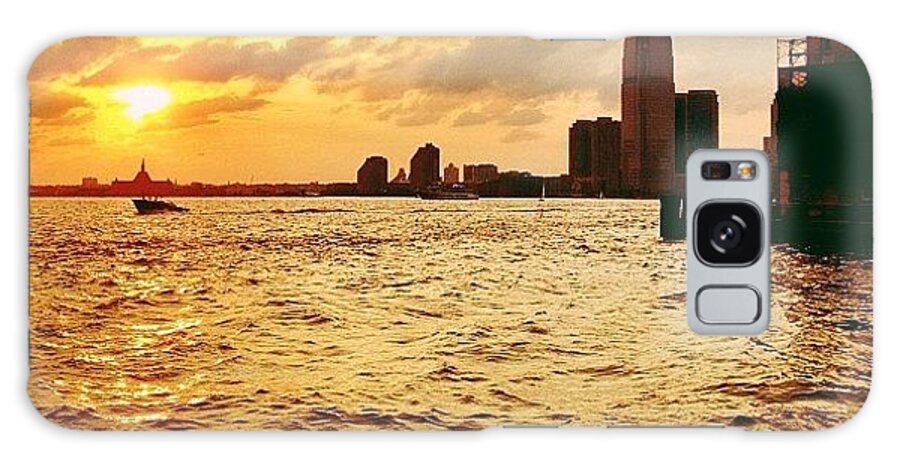 New York City Galaxy Case featuring the photograph The Sun Left A Trail Of Kisses - Battery Park City Sunset - New York City by Vivienne Gucwa