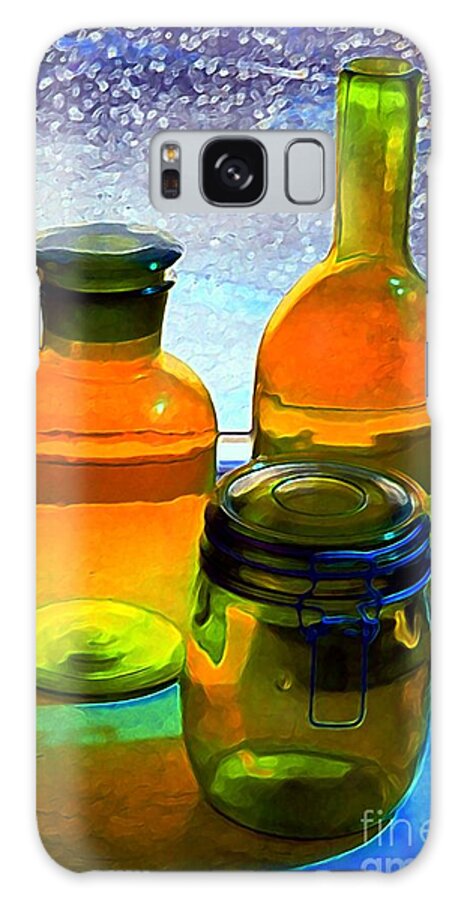 Bottles Galaxy Case featuring the digital art Three Bottles in Window by Dale  Ford
