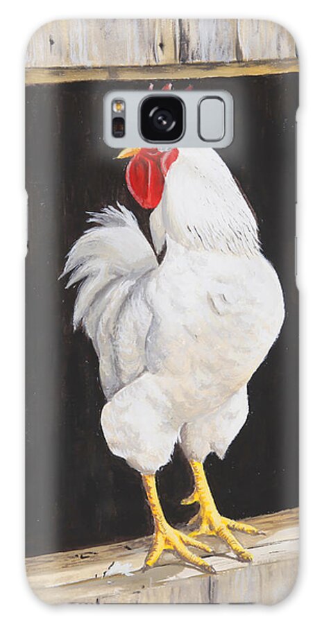 Rooster Perched At His Coop Galaxy Case featuring the painting Wake Up Call by Tammy Taylor