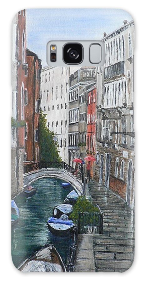 Venice Galaxy Case featuring the painting Walking in the Rain by Donna Muller