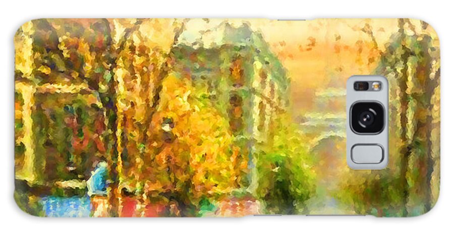 Paris Galaxy Case featuring the painting Walking In The Rain by Georgiana Romanovna