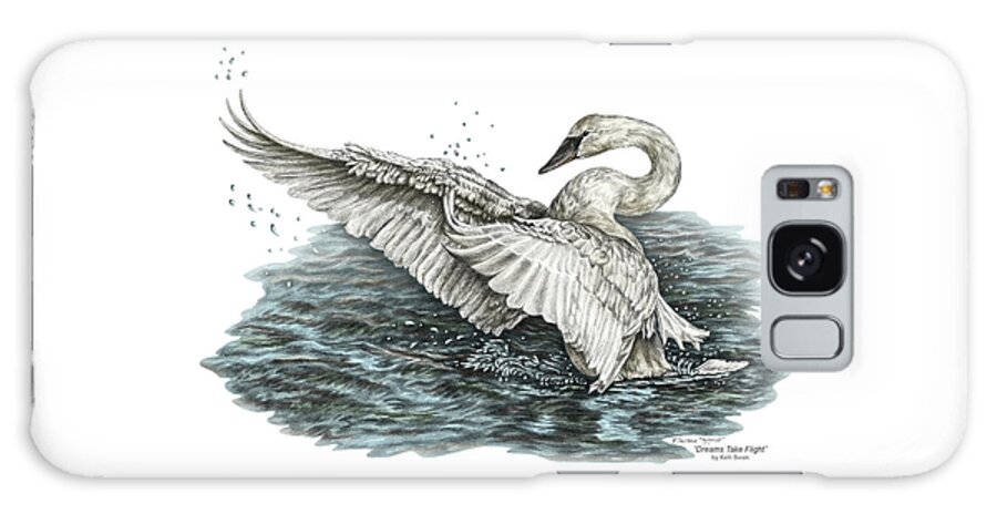 White Swan Galaxy Case featuring the drawing White Swan - Dreams Take Flight-tinted by Kelli Swan