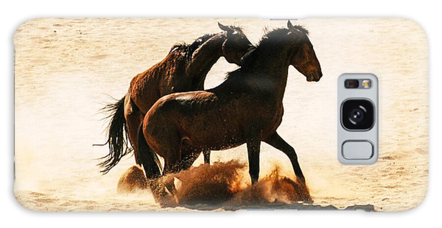 Action Galaxy Case featuring the photograph Wild stallion clash 3 by Alistair Lyne