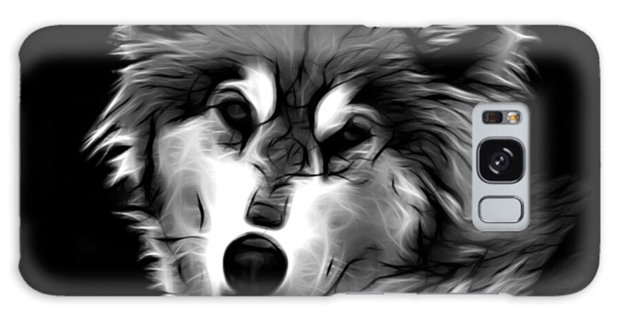 Wolf Galaxy Case featuring the digital art Wolf - Greyscale by James Ahn