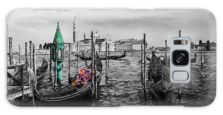 Venice Galaxy Case featuring the digital art  A Day in Venice in Black and White by Michelangelo Rossi