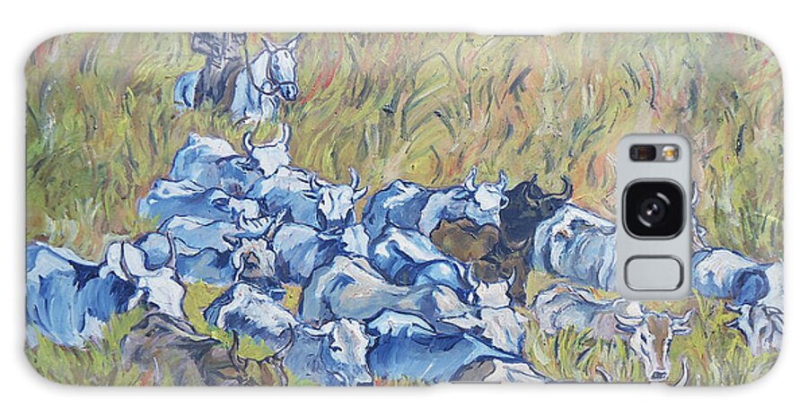 The Tall Grass Makes It Hard For This Gaucho To Herd His Cattle. Gaucho Galaxy Case featuring the painting  Gaucho Roundup by Charme Curtin