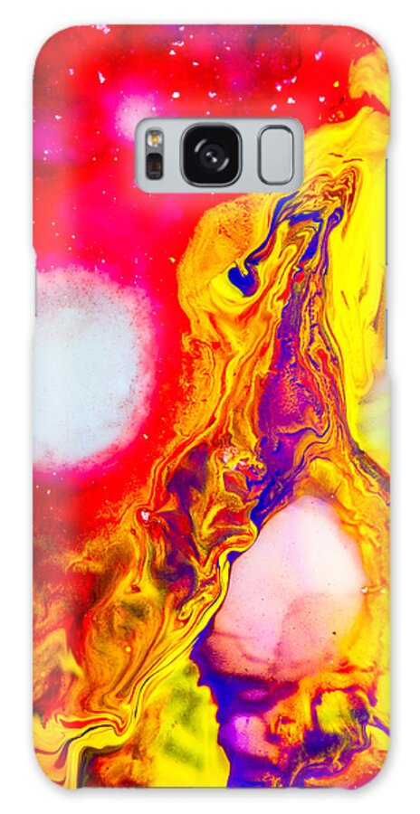 Giraffe Galaxy Case featuring the painting Giraffe in flames - Abstract Colorful Mixed Media Painting by Modern Abstract