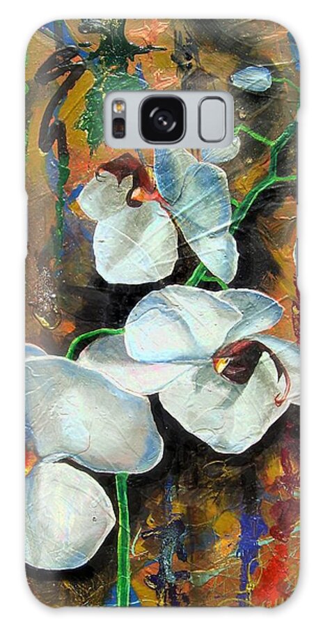 Flowers Galaxy Case featuring the painting Orchid YO by Laura Pierre-Louis