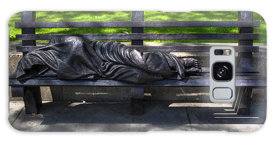 Michael Frank Jr Galaxy Case featuring the photograph 02 Homeless Jesus By Timothy P Schmalz by Michael Frank Jr