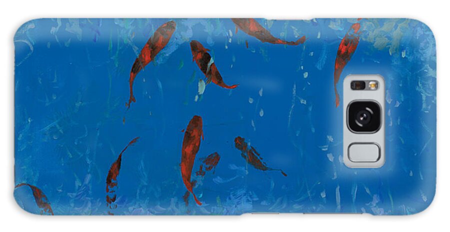 Fishscape Galaxy Case featuring the painting 9 Pesciolini Rossi by Guido Borelli