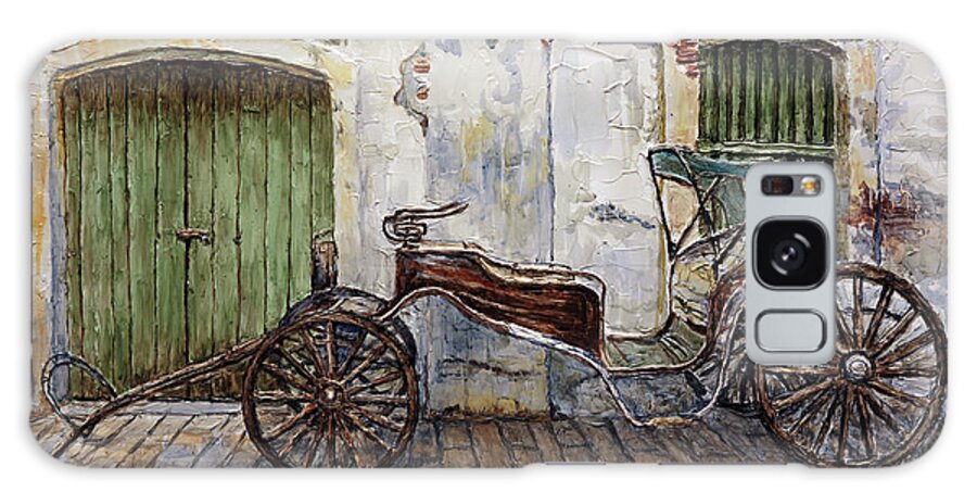 Carriage Galaxy Case featuring the painting A Carriage On Crisologo Street 2 by Joey Agbayani