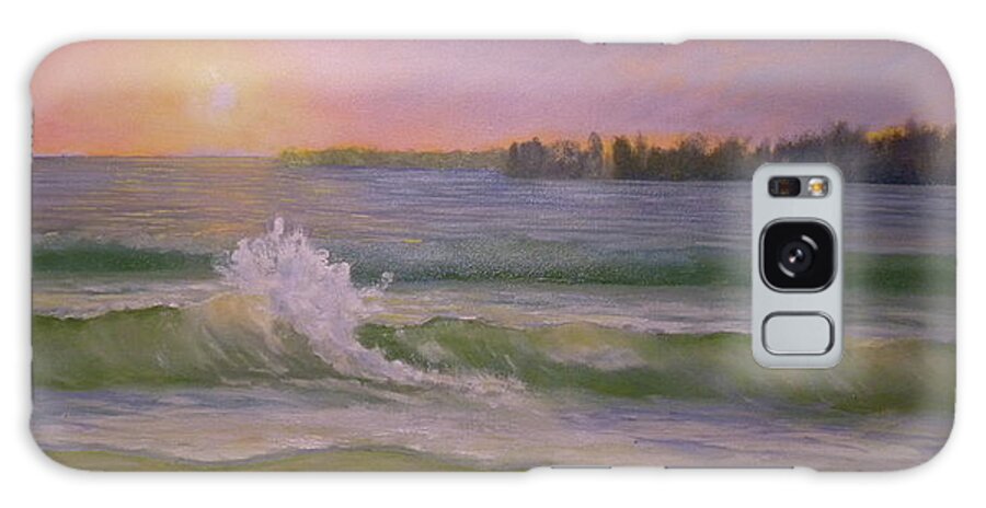 Beach Landscape Seascape Ocean Waves Sky Sun Maine Pemaquid Galaxy S8 Case featuring the painting Beach Day #1 by Scott W White