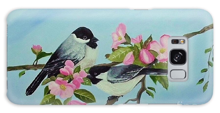 Birds Galaxy Case featuring the painting Birds and Blossoms #1 by Peggy Miller