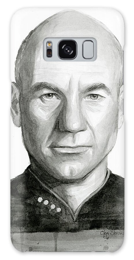 Captain Picard Galaxy Case featuring the painting Captain Picard by Olga Shvartsur